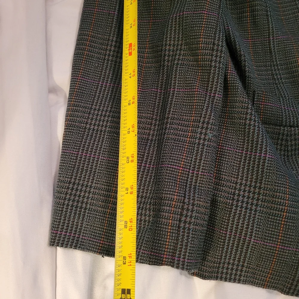 Vintage Plaid Blazer Size 14 Gold Button Blazer Classic Preppy Wool Blend Office
